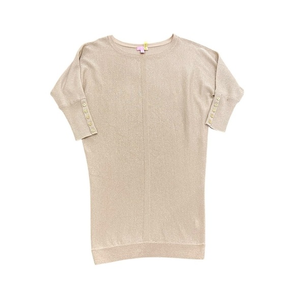 Lilly Pultizer metallic merino wool blend dolman sleeve cuff buttons dress small - Picture 9 of 14